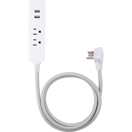 WHOLE-IN-ONE 43678 4 ft. Coordinate 2-Outlet 2-USB Charging Extension Cord WH2605579